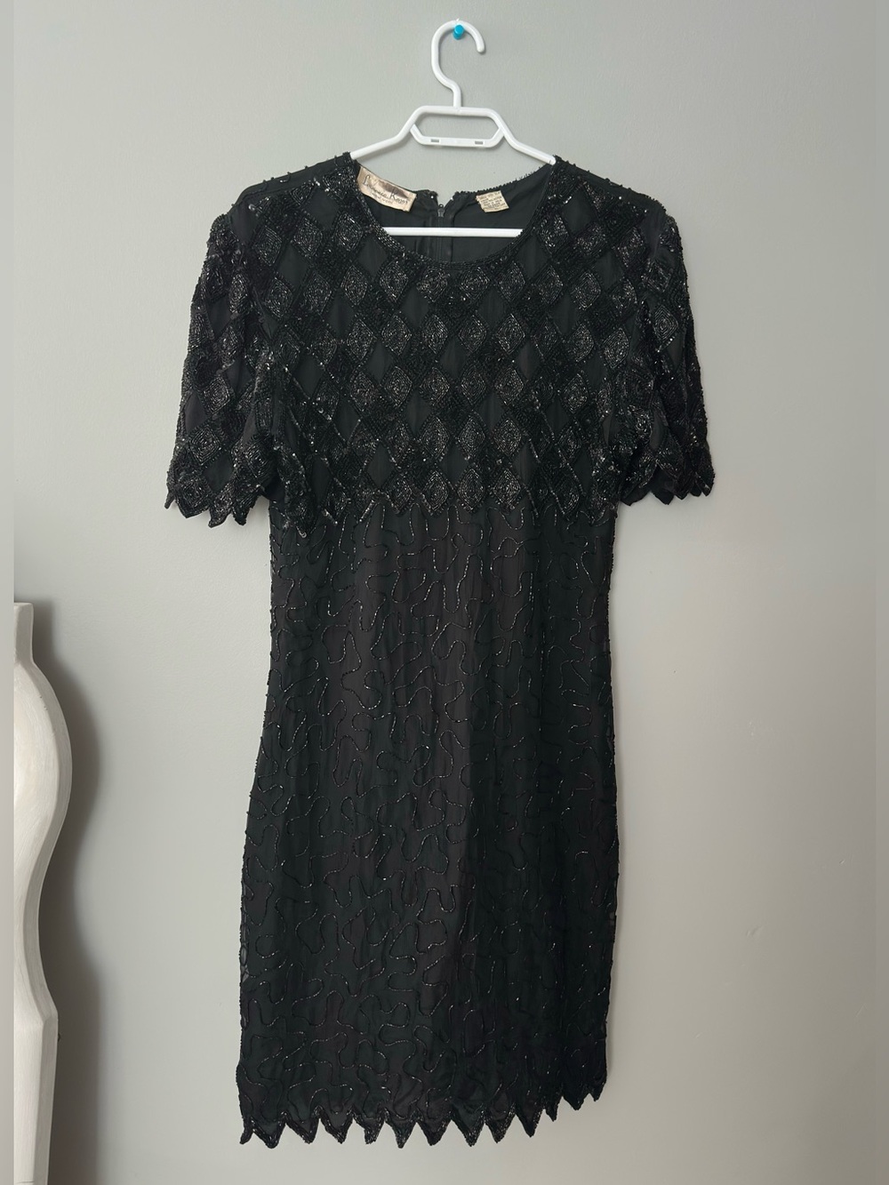 Laurence Kazar Black Beaded Short Dress